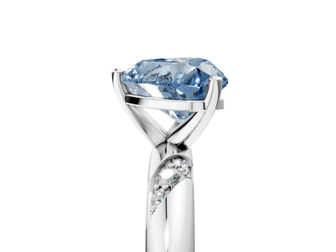 White gold Fancy Blue Heart Cut Solitaire Diamond Engagement Ring with Twisted Pave Band and Four-Prong Setting_24