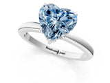 White gold Fancy Blue Heart Cut Solitaire Diamond Ring with Prong Setting and Plain Band_13
