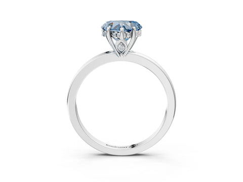 White gold Fancy Blue Heart Cut Solitaire Diamond Ring with Prong Setting and Plain Band_15