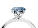 White gold Fancy Blue Heart Cut Solitaire Diamond Ring with Prong Setting and Plain Band_16
