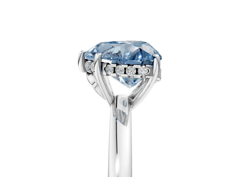 White gold Fancy Blue Heart Cut Solitaire Diamond Ring with Prong Setting and Plain Band_17