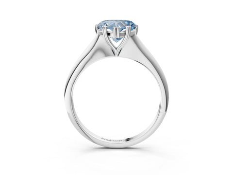 White gold Fancy Blue Heart Cut Solitaire Diamond Ring with Six-Prong Setting and Classic Band_3