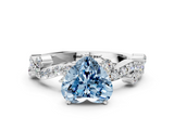 White gold Fancy Blue Heart  Cut Solitaire Diamond Twisted Band with Pave Setting_41