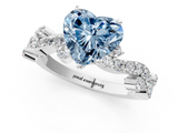 White gold Fancy Blue Heart  Cut Solitaire Diamond Twisted Band with Pave Setting_42