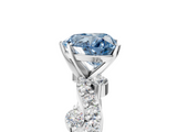 White gold Fancy Blue Heart  Cut Solitaire Diamond Twisted Band with Pave Setting_46