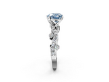 White gold Fancy Blue Heart  Cut Solitaire Diamond Twisted Band with Pave Setting_47