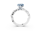 White gold Fancy Blue Heart  Cut Solitaire Diamond Twisted Band with Pave Setting_48