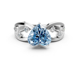 White gold Fancy Blue Heart  Cut Solitaire Diamond with Side Stones on Criss-Cross Band and Four-Prong Setting_3