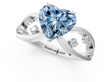 White gold Fancy Blue Heart  Cut Solitaire Diamond with Side Stones on Criss-Cross Band and Four-Prong Setting_4