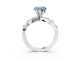 White gold Fancy Blue Heart  Cut Solitaire Diamond with Side Stones on Criss-Cross Band and Four-Prong Setting_6