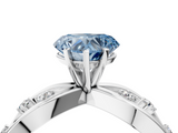 White gold Fancy Blue Heart  Cut Solitaire Diamond with Side Stones on Criss-Cross Band and Four-Prong Setting_7