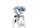 White gold Fancy Blue Heart  Cut Solitaire Diamond with Side Stones on Criss-Cross Band and Four-Prong Setting_8