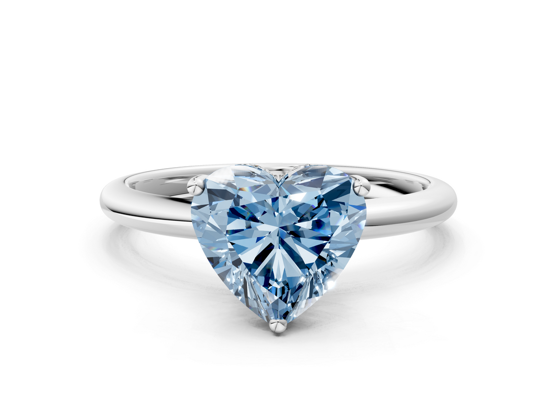 White gold Fancy Blue Heart  Cut Solitaire Engagement Ring with Four-Prong Setting and Classic Band_20