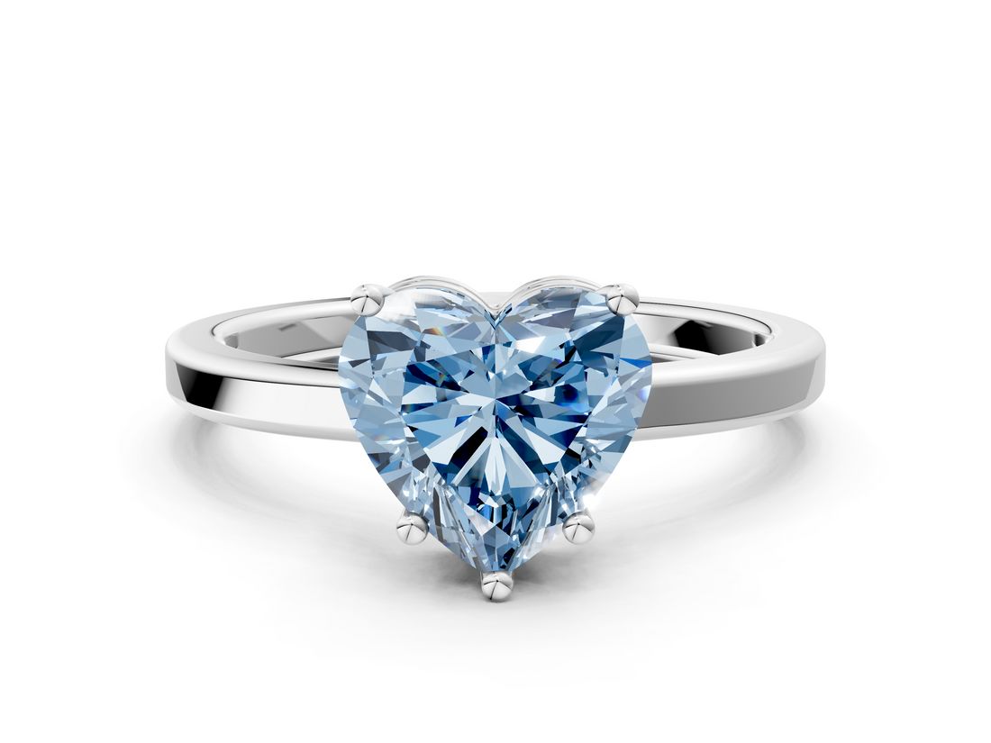 White gold Fancy Blue Heart  Cut Solitaire Engagement Ring with Four-Prong Setting on a Classic Band_20