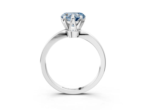White gold Fancy Blue Heart Cut Solitaire Engagement Ring with Six-Prong Setting and Tapered Band_3
