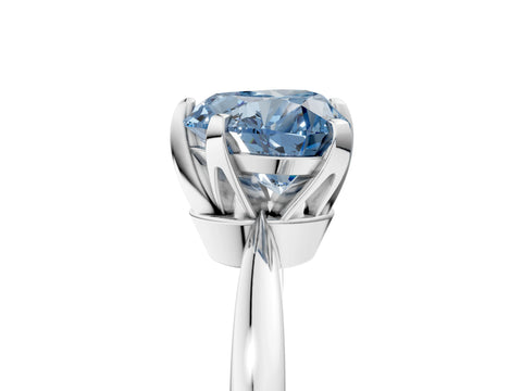 White gold Fancy Blue Heart Cut Solitaire Engagement Ring with Six-Prong Setting and Tapered Band_5