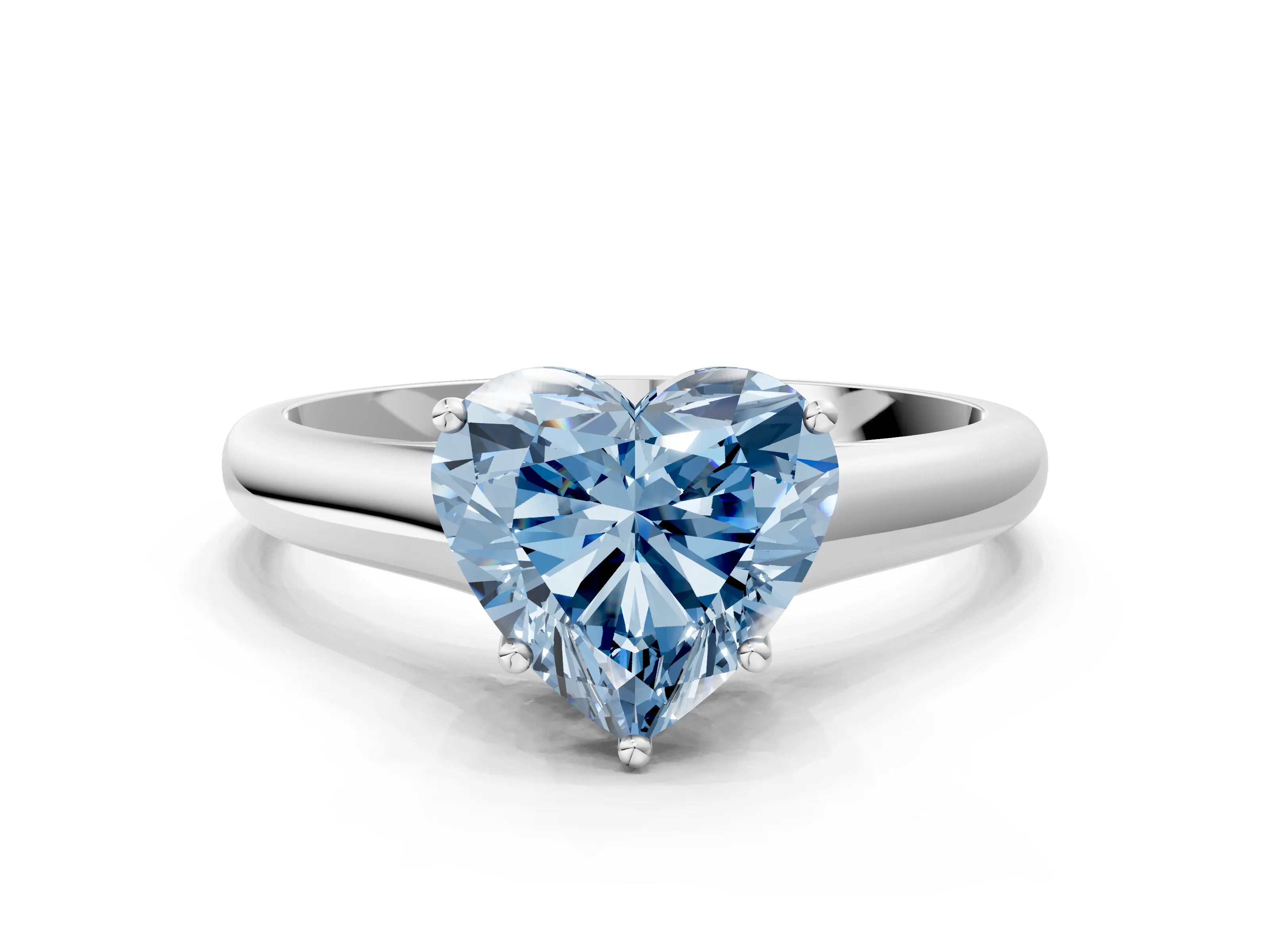 White gold Fancy Blue Heart Cut Solitaire Engagement Ring with Tapered Band and Four-Prong Setting_3