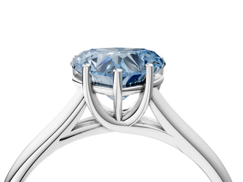 White gold Fancy Blue Heart Cut Solitaire Engagement Ring with Tapered Band and Four-Prong Setting_7