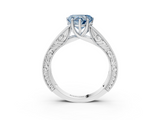 White gold Fancy Blue Heart  Cut Solitaire Engraved Band with Four-Prong Setting_61