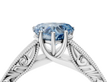 White gold Fancy Blue Heart  Cut Solitaire Engraved Band with Four-Prong Setting_67