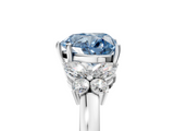 White gold Fancy Blue Heart  Cut Solitaire Floral Diamond Ring with Four-Prong Setting_42