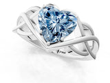 White gold Fancy Blue Heart Cut Solitaire Intertwined Band Prong Setting Ring_1
