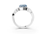 White gold Fancy Blue Heart Cut Solitaire Intertwined Band Prong Setting Ring_3