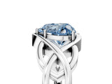 White gold Fancy Blue Heart Cut Solitaire Intertwined Band Prong Setting Ring_5