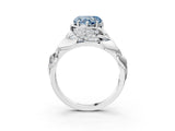 White gold Fancy Blue Heart Cut Solitaire Leaf-Inspired Engagement Ring with Prong Setting_15