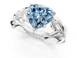White gold Fancy Blue Heart Cut Solitaire Leaf-Inspired Engagement Ring with Prong Setting_25