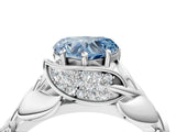 White gold Fancy Blue Heart Cut Solitaire Leaf-Inspired Engagement Ring with Prong Setting_26