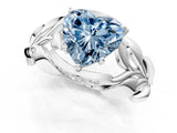 White gold Fancy Blue Heart Cut Solitaire Leaf-Inspired Engagement Ring with Prong Setting_37