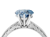 White gold Fancy Blue Heart Cut Solitaire Milgrain Engraved Band with Four-Prong Setting_16