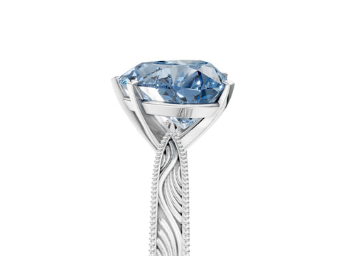 White gold Fancy Blue Heart Cut Solitaire Milgrain Engraved Band with Four-Prong Setting_17