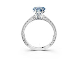 White gold Fancy Blue Heart Cut Solitaire Milgrain Engraved Band with Four-Prong Setting_3