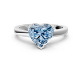 White gold Fancy Blue Heart  Cut Solitaire Ring with Four-Prong Setting and Classic Band_24