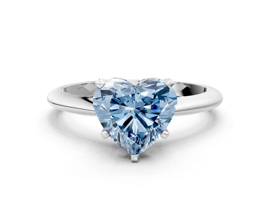 White gold Fancy Blue Heart  Cut Solitaire Ring with Four-Prong Setting on a Classic Band_25