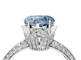White gold Fancy Blue Heart Cut Solitaire Split Shank Pave Diamond Engagement Ring with Four-Prong Setting_22