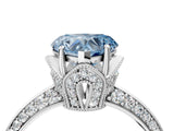 White gold Fancy Blue Heart Cut Solitaire Split Shank Pave Diamond Engagement Ring with Four-Prong Setting_64