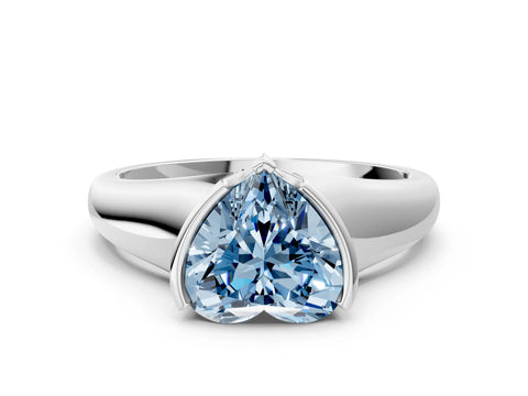 White gold Fancy Blue Heart Cut Solitaire Tension Set Diamond Ring with Split Shank Band_12
