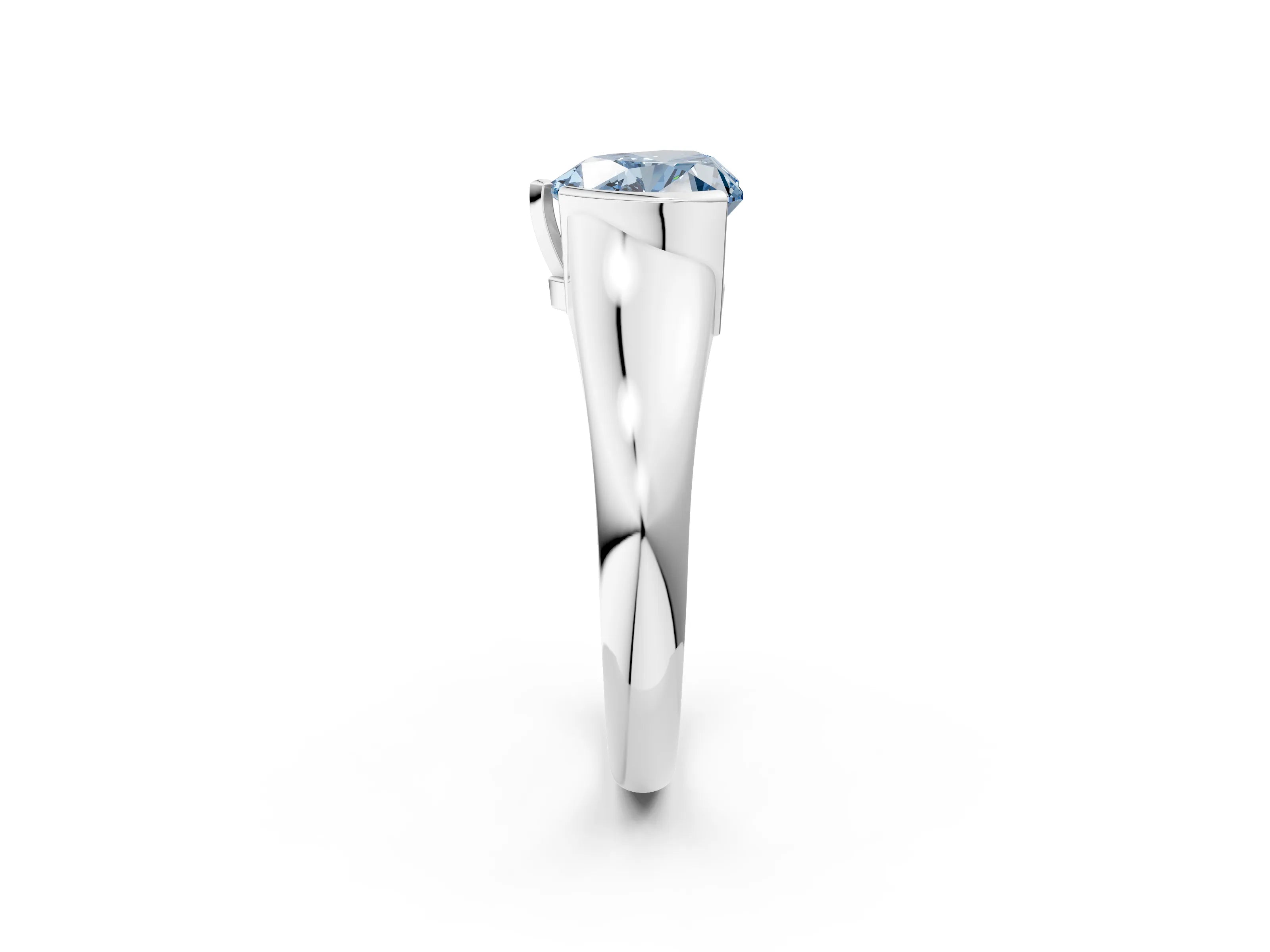 White gold Fancy Blue Heart Cut Solitaire Tension Set Diamond Ring with Split Shank Band_14