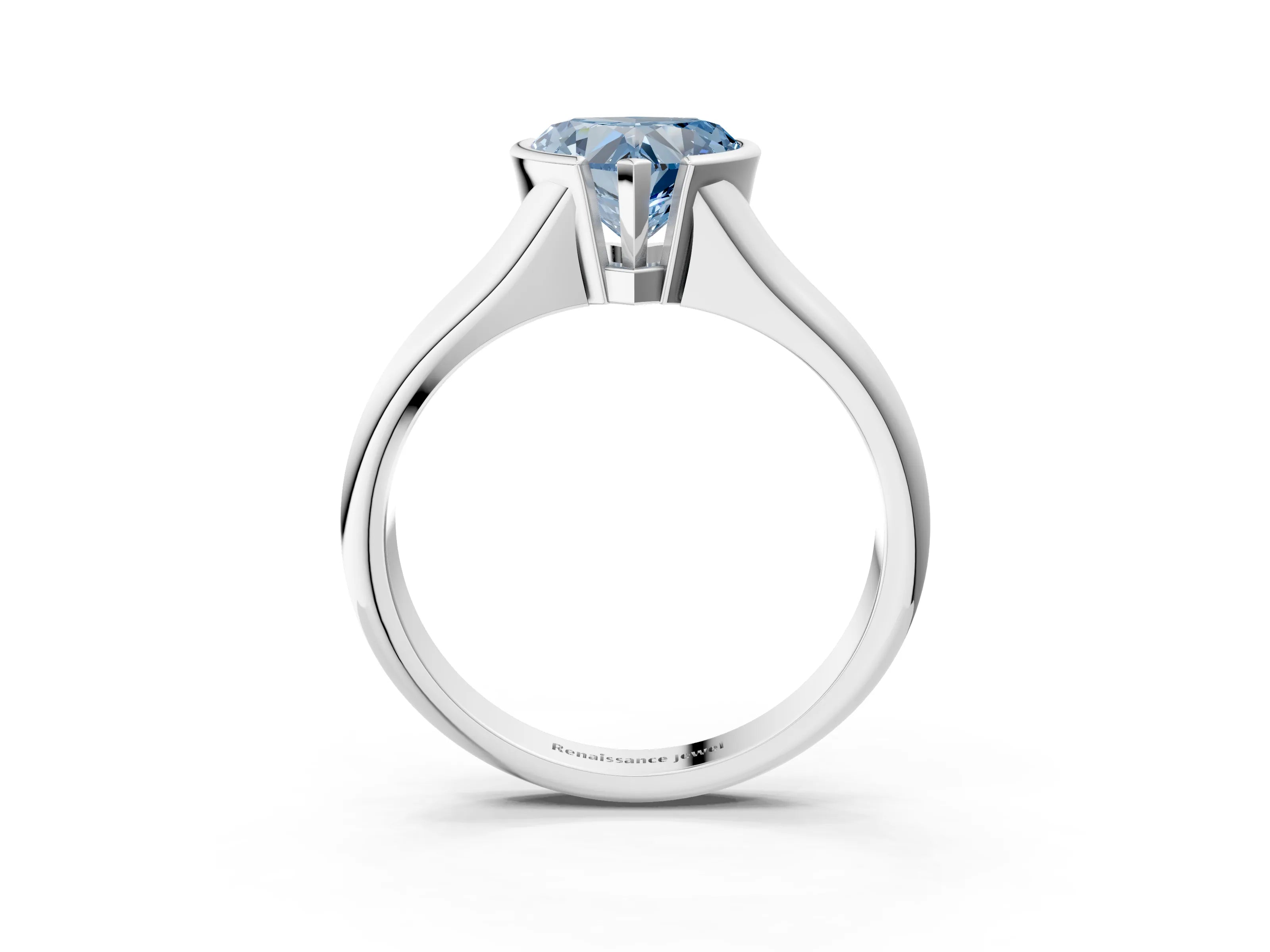 White gold Fancy Blue Heart Cut Solitaire Tension Set Diamond Ring with Split Shank Band_15
