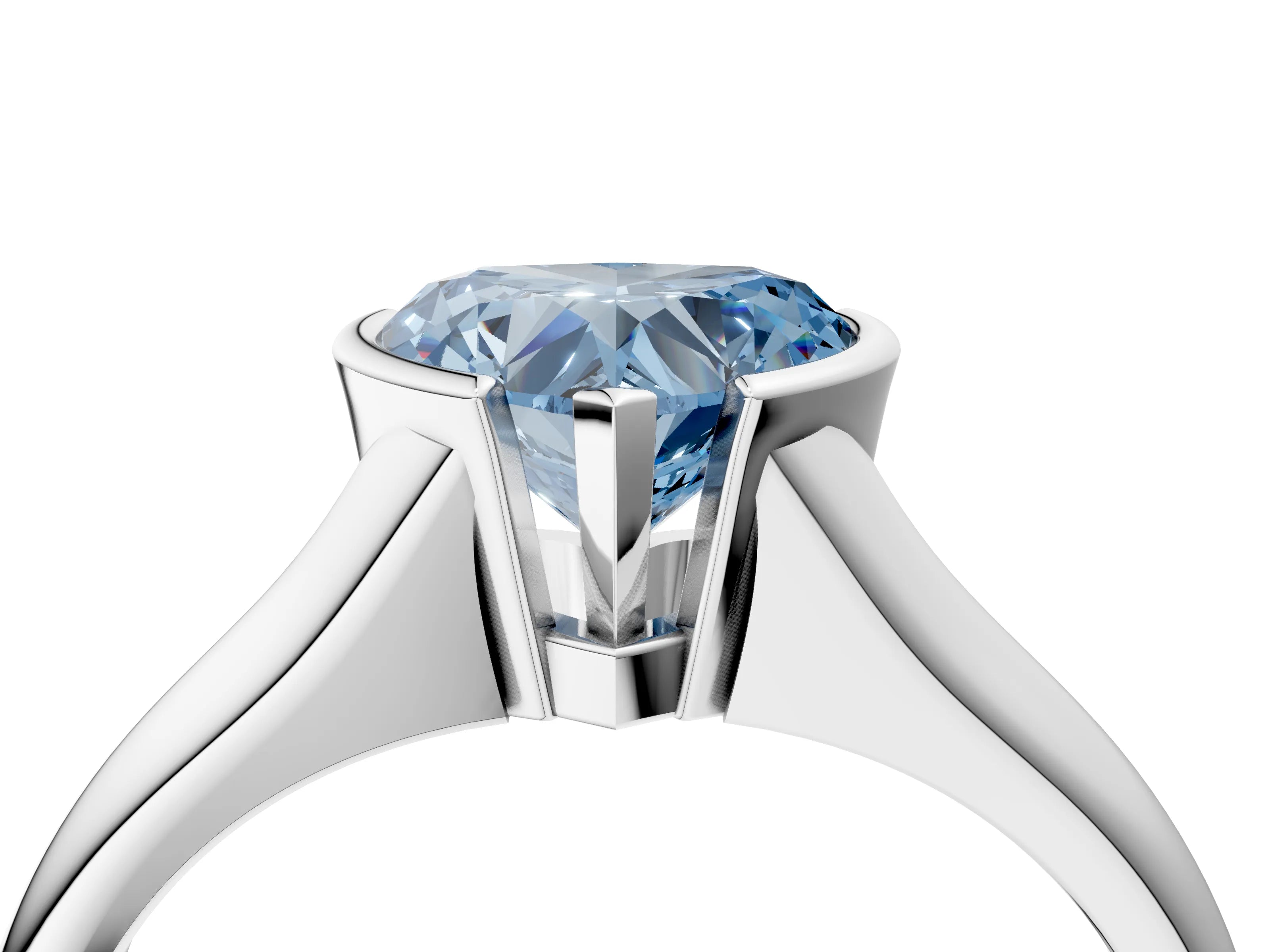 White gold Fancy Blue Heart Cut Solitaire Tension Set Diamond Ring with Split Shank Band_16