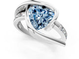 White gold Fancy Blue Heart Cut Solitaire Tension-Set Diamond Split Shank Ring_7