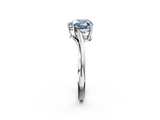 White gold Fancy Blue Heart  Cut Solitaire Twist Band Ring with Four-Prong Setting_56