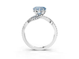 White gold Fancy Blue Heart Cut Solitaire Twist Pave Diamond Engagement Ring with Prong Setting_3