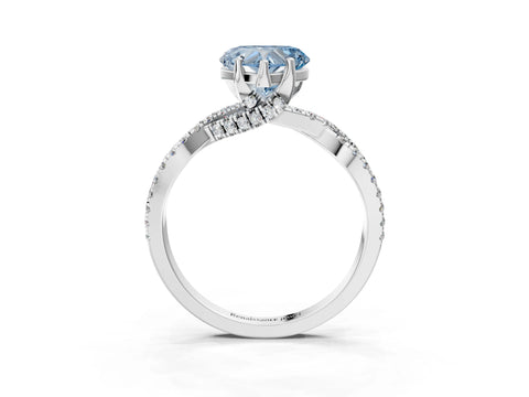 White gold Fancy Blue Heart Cut Solitaire Twist Pave Diamond Engagement Ring with Prong Setting_3