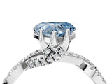 White gold Fancy Blue Heart Cut Solitaire Twist Pave Diamond Engagement Ring with Prong Setting_4