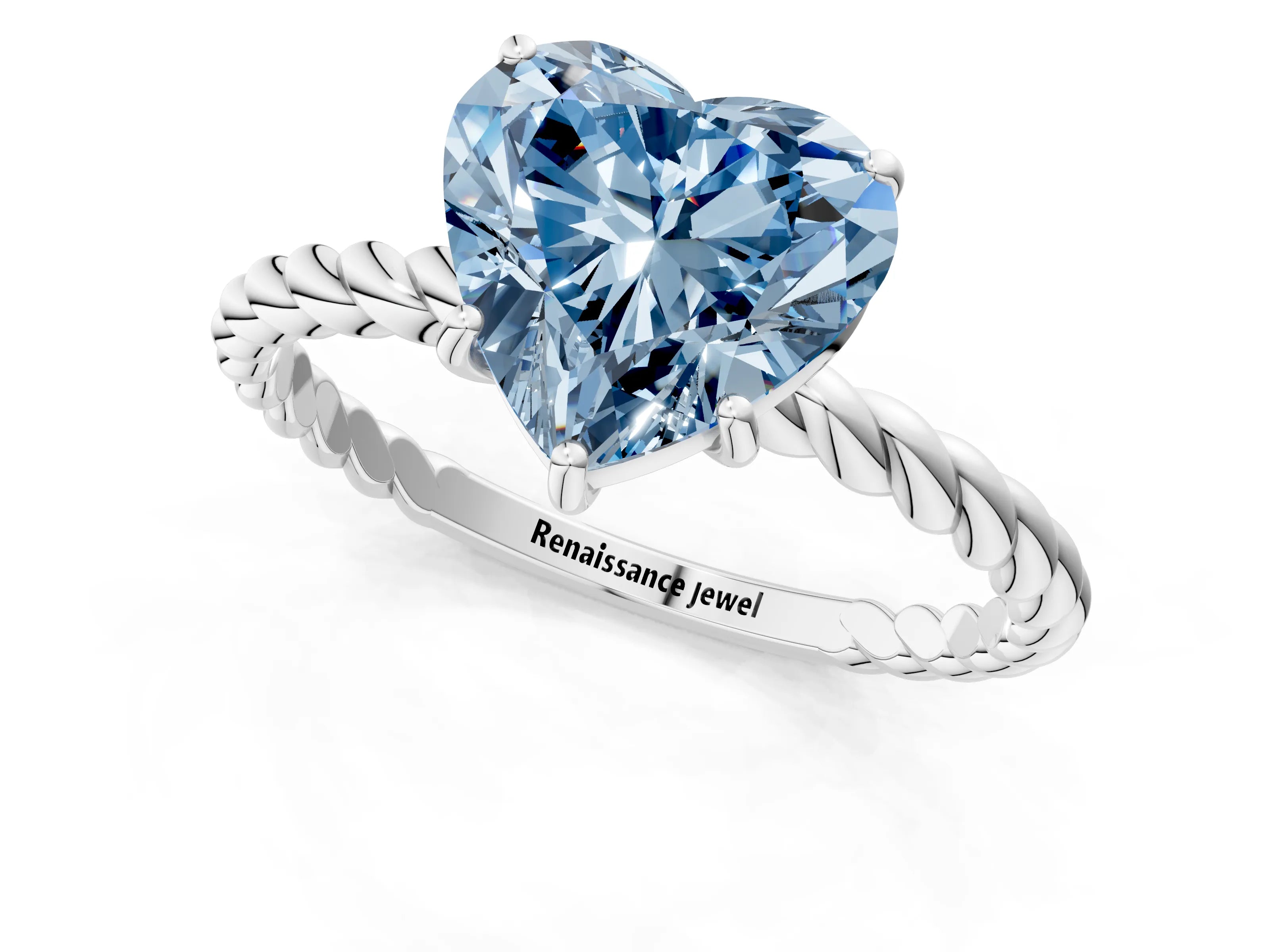 White gold Fancy Blue Heart Cut Solitaire Twisted Band 4-Prong Ring_25