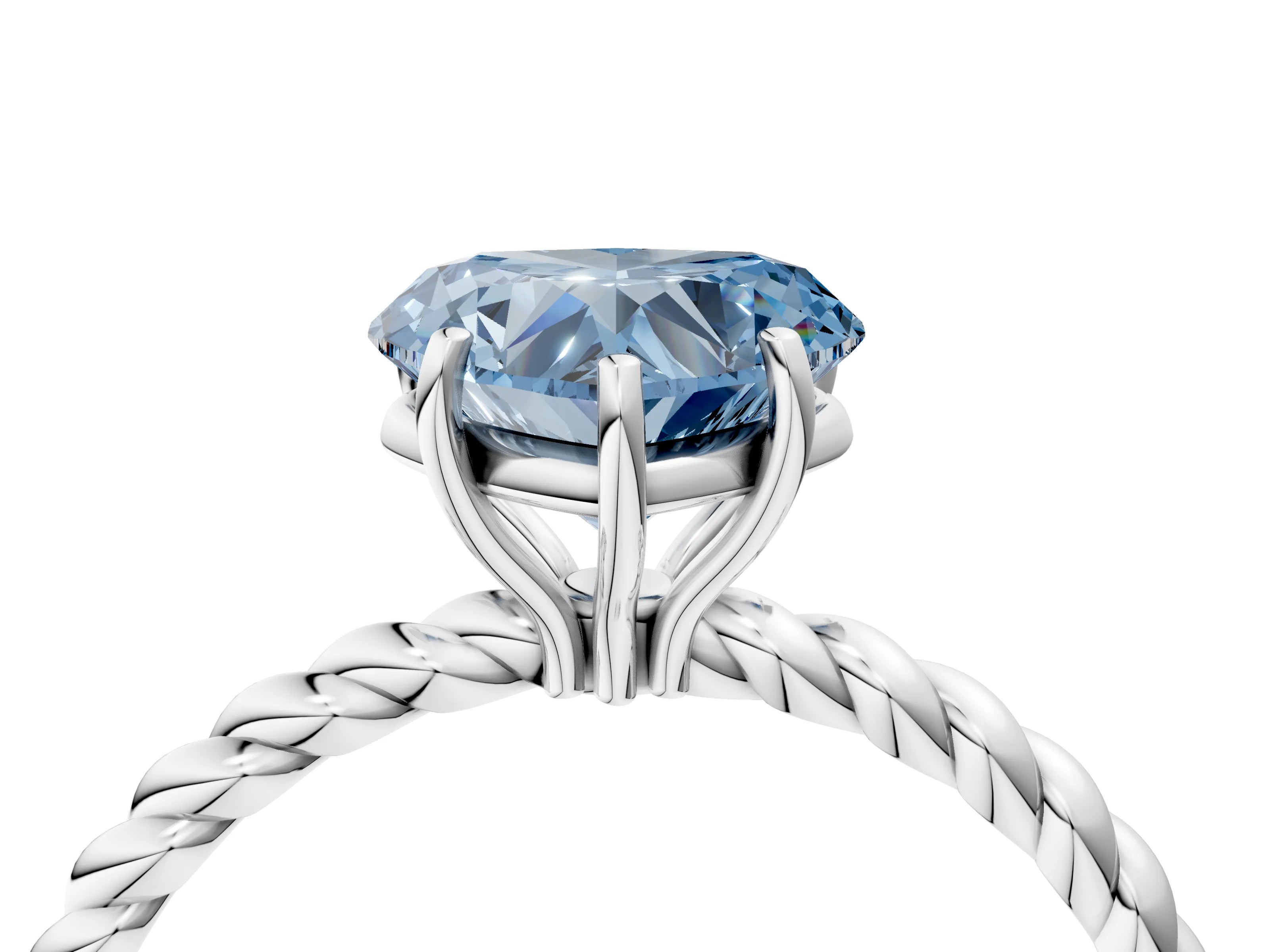 White gold Fancy Blue Heart Cut Solitaire Twisted Band 4-Prong Ring_28